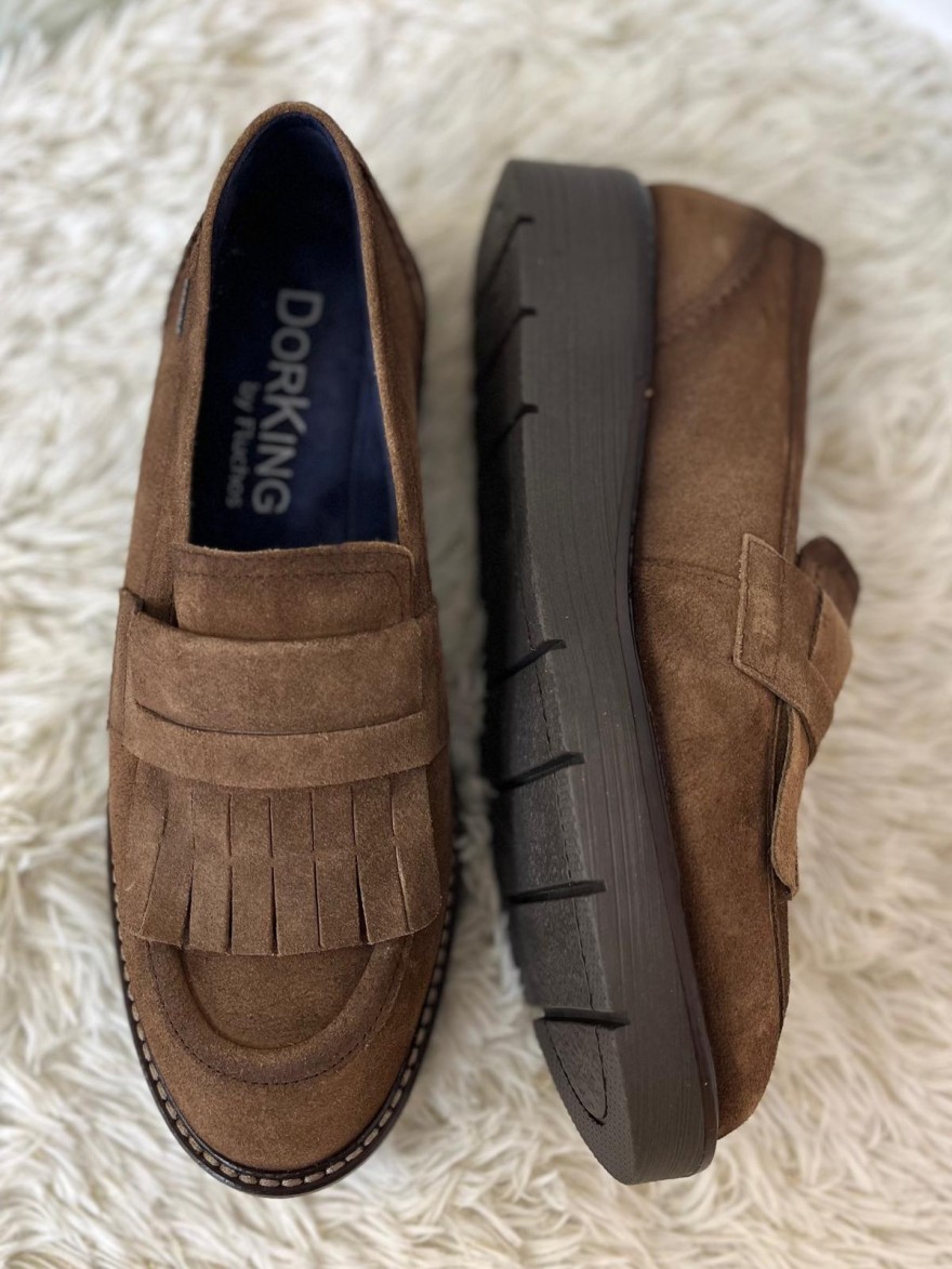 Mocassin Dorking D9782 Nubuck Marron Semelle Plateforme | Marina & Paloma
