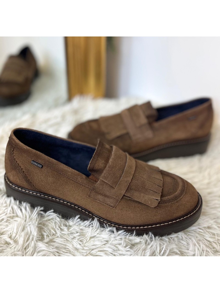Mocassin Dorking D9782 Nubuck Marron Semelle Plateforme | Marina & Paloma