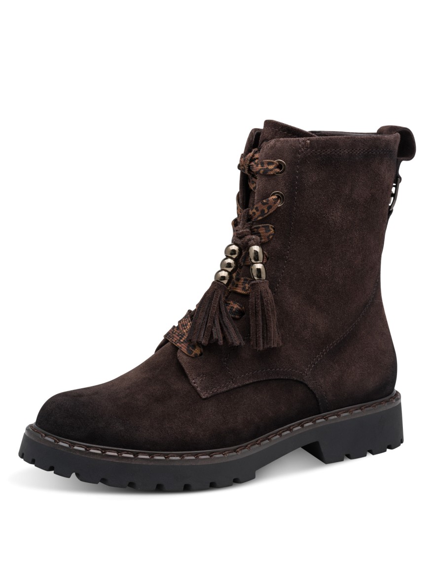 Bottine Tamaris 25284 Nubuck Mocca à Lacets 3 cm | Marina & Paloma