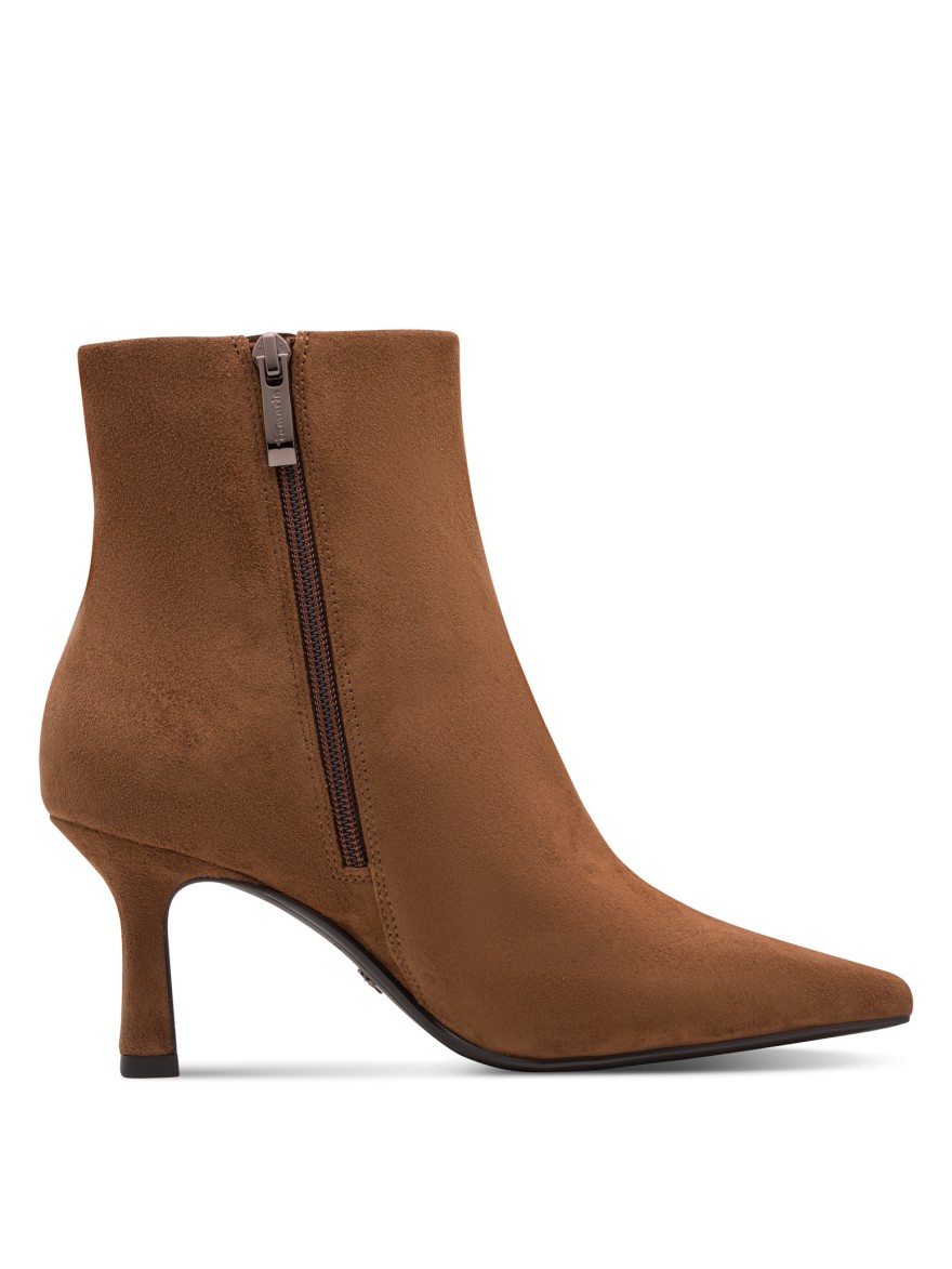 Bottine Tamaris 25358 Cuir Velours Marron Talon 7 cm | Marina & Paloma