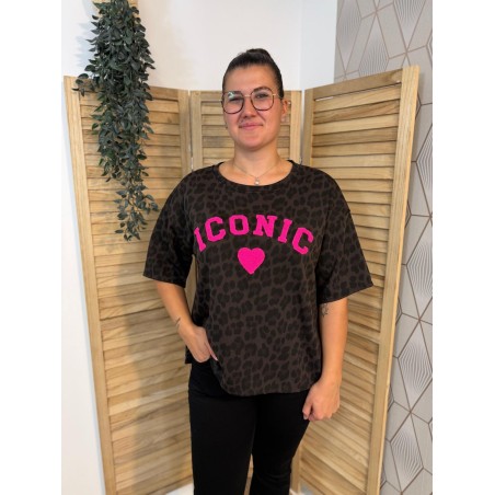Sweat Manche Courte Léopard Icon 100% Coton Coupe Droite | Marina & Paloma