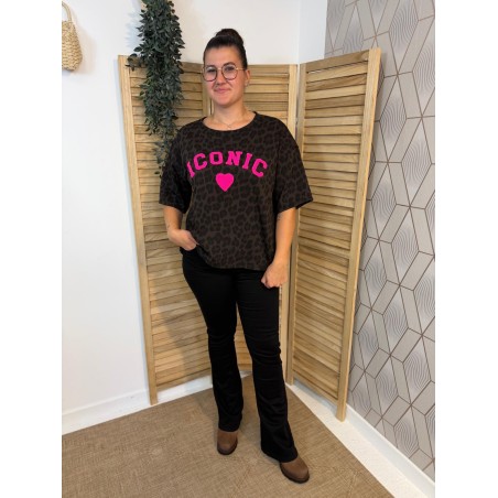 Sweat Manche Courte Léopard Icon 100% Coton Coupe Droite | Marina & Paloma