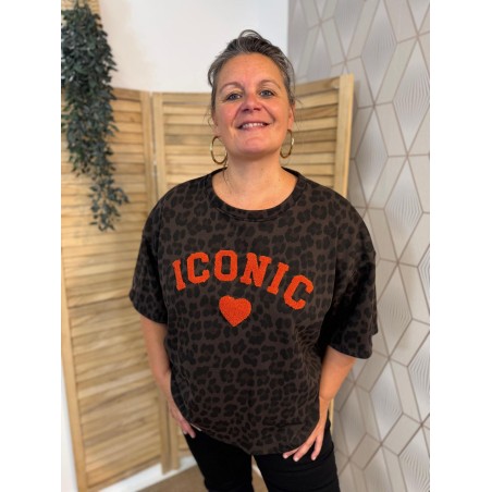 Sweat Manche Courte Léopard Iconic Grande Taille | Marina & Paloma