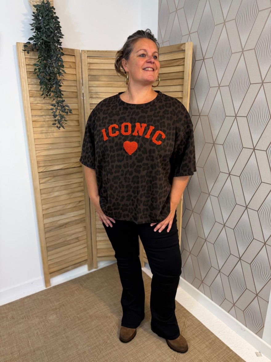 Sweat Manche Courte Léopard Iconic Grande Taille | Marina & Paloma