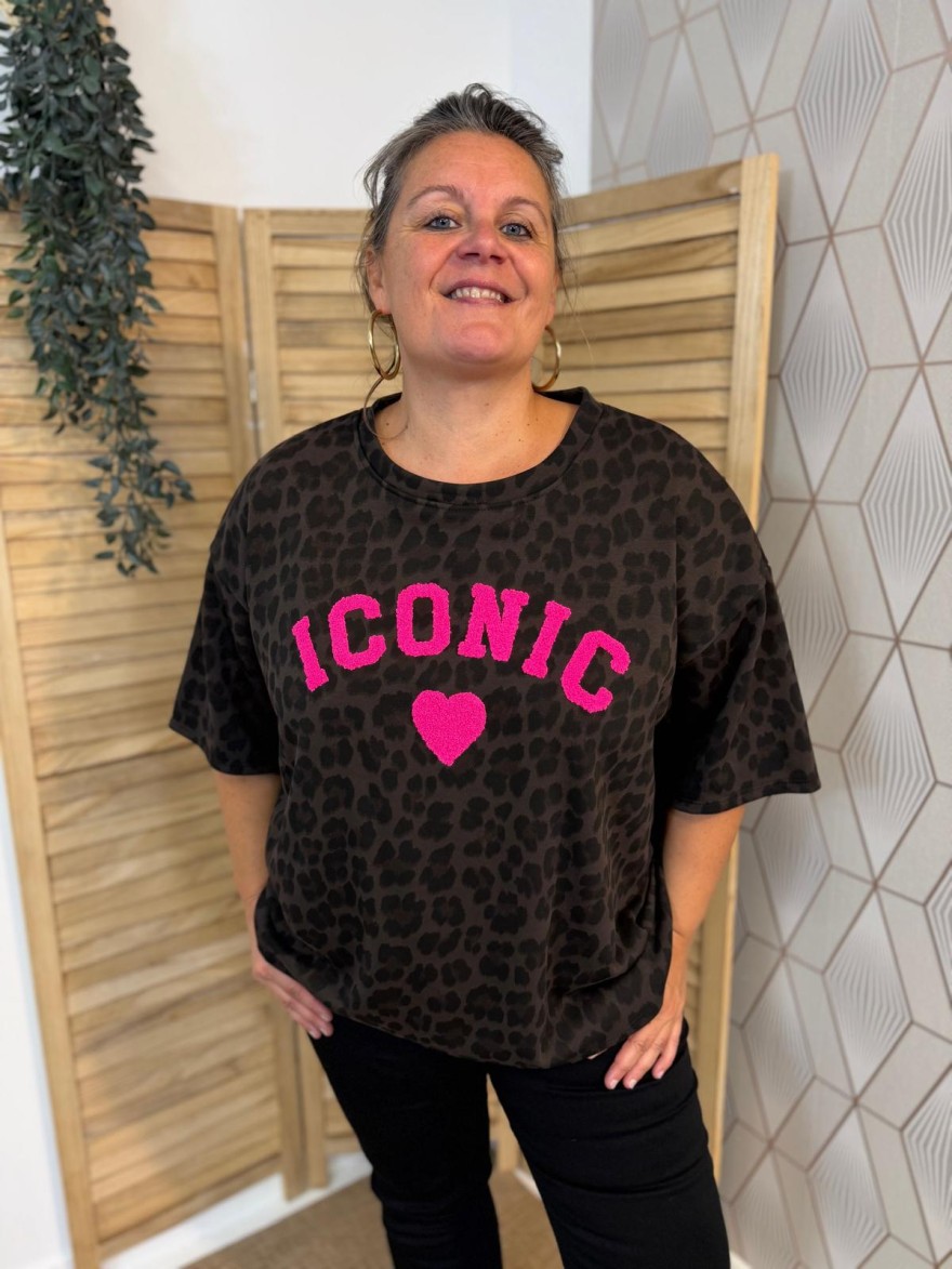 Sweat Manche Courte Léopard Iconic Grande Taille | Marina & Paloma