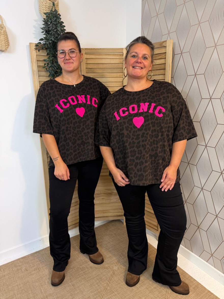 Sweat Manche Courte Léopard Iconic Grande Taille | Marina & Paloma