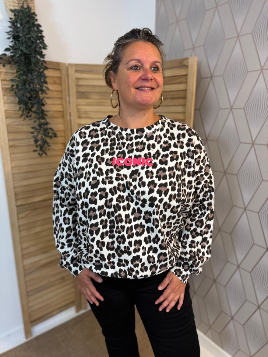 Sweat Léopard Iconic Fluo Grande Taille Vivichy | Marina & Paloma