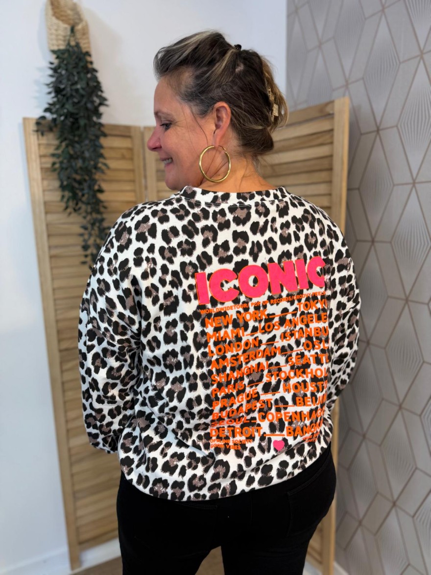 Sweat Léopard Iconic Fluo Grande Taille Vivichy | Marina & Paloma