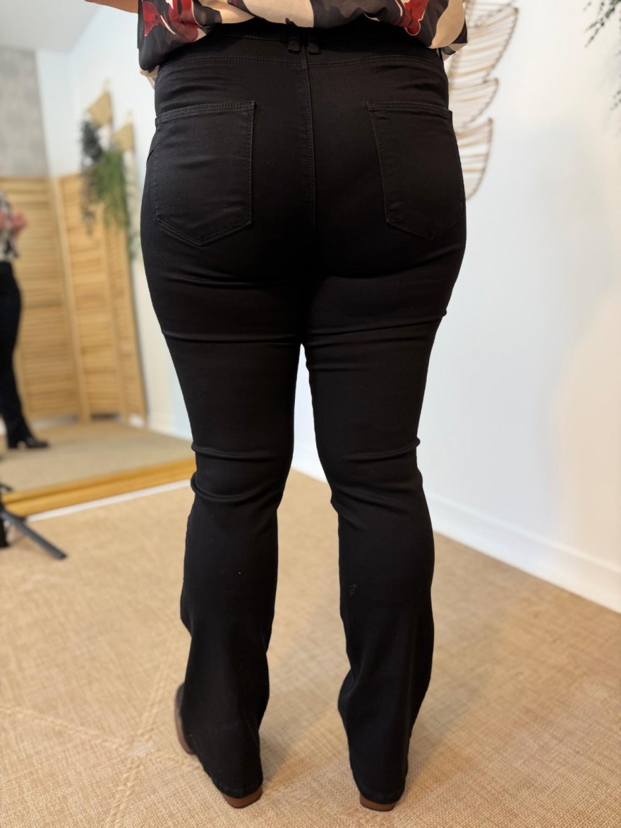 Pantalon Flare Noir Taille Haute Norfy Femme | Marina & Paloma