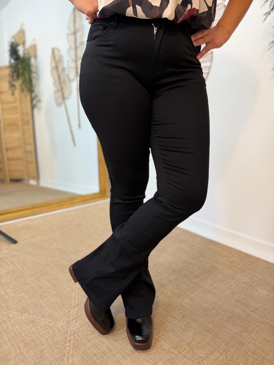 Pantalon Flare Noir Taille Haute Norfy Femme | Marina & Paloma