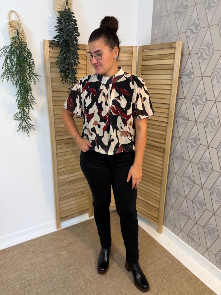 Haut Blousant Femme Bordeaux ou Bleu Latino | Marina & Paloma