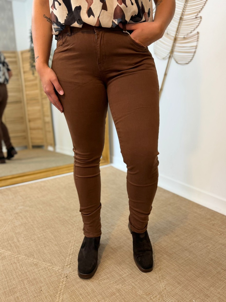 Jean Slim Camel Norfy Femme Stretch Confortable | Marina & Paloma