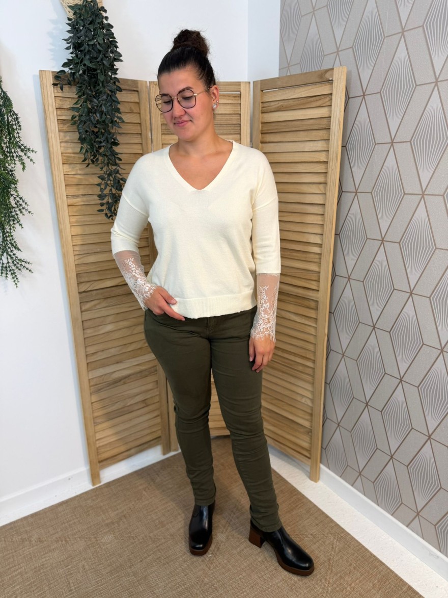 Jean Slim Norfy Kaki Foncé Taille Haute | Marina & Paloma