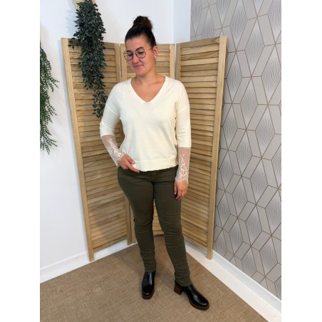 Jean Slim Norfy Kaki Foncé Taille Haute | Marina & Paloma