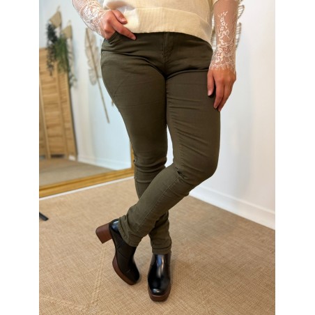 Jean Slim Norfy Kaki Foncé Taille Haute | Marina & Paloma