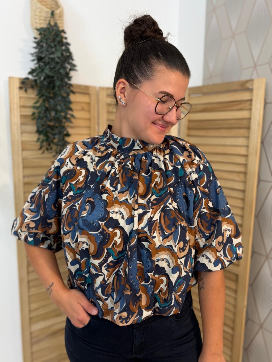 Haut Blousant Latino Imprimé Manches 3/4 Femme | Marina & Paloma