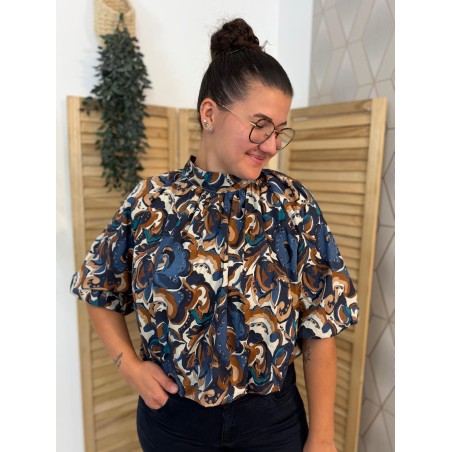 Haut Blousant Latino Imprimé Manches 3/4 Femme | Marina & Paloma