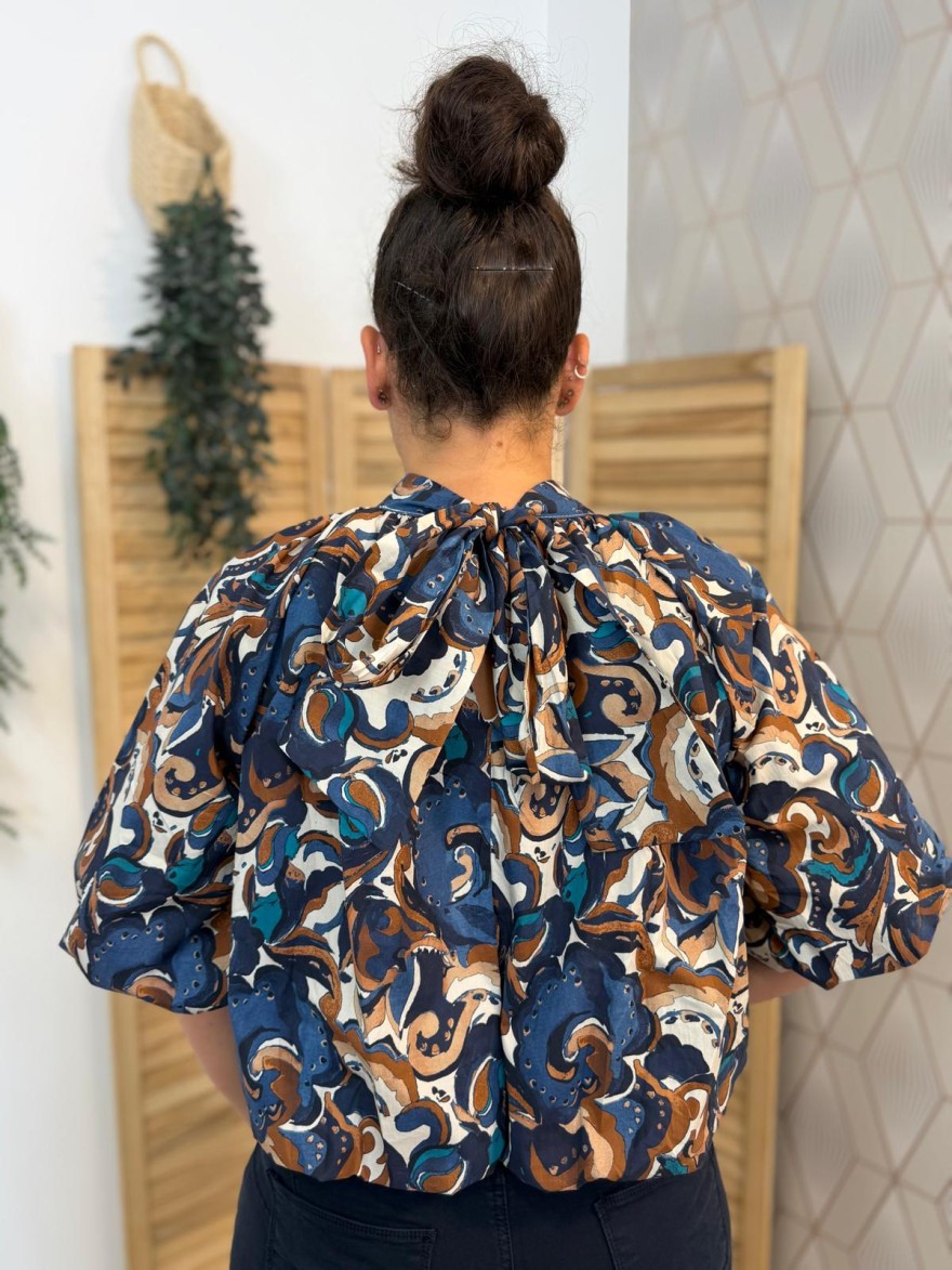 Haut Blousant Latino Imprimé Manches 3/4 Femme | Marina & Paloma