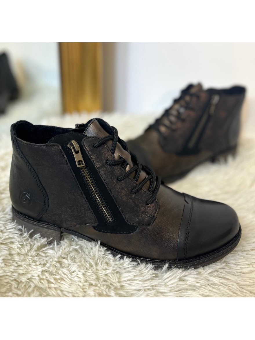 Bottine Remonte D4378-91 Noire à Lacets | Marina & Paloma