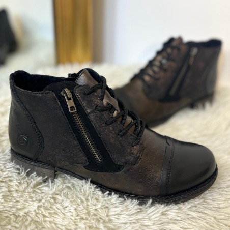Bottine Remonte D4378-91 Noire à Lacets | Marina & Paloma