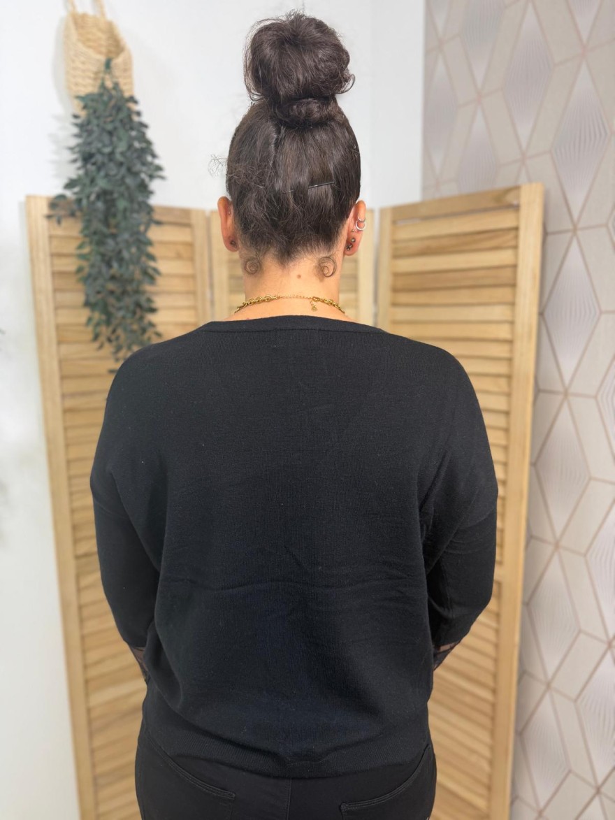 Pull Col V In April 86 Manches Dentelle Femme | Marina & Paloma