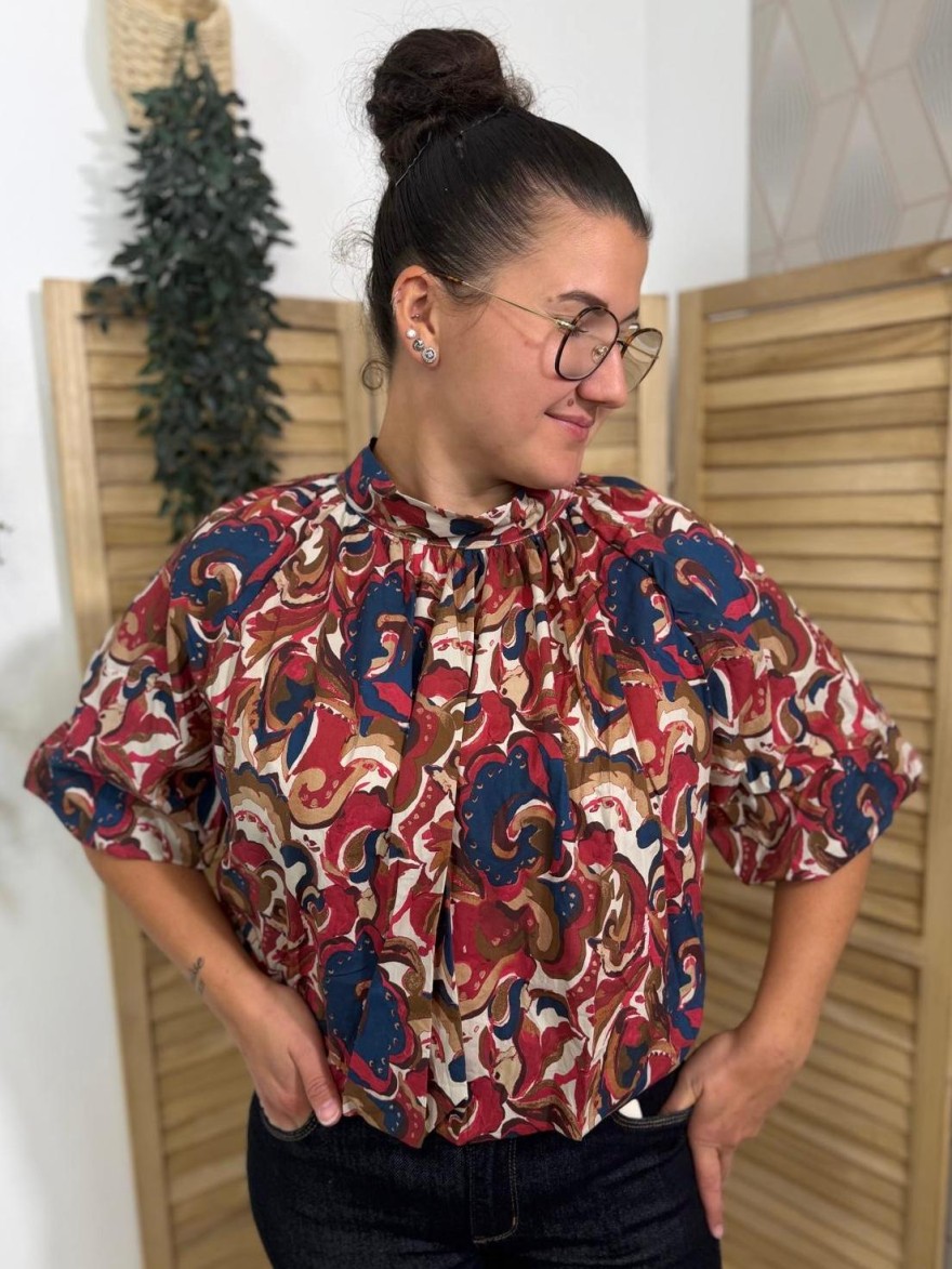 Haut Blousant Latino Imprimé Manches 3/4 Femme | Marina & Paloma