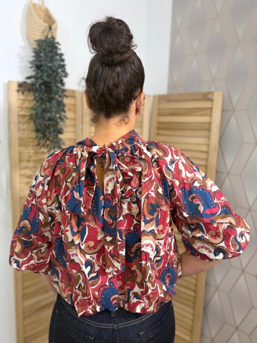 Haut Blousant Latino Imprimé Manches 3/4 Femme | Marina & Paloma