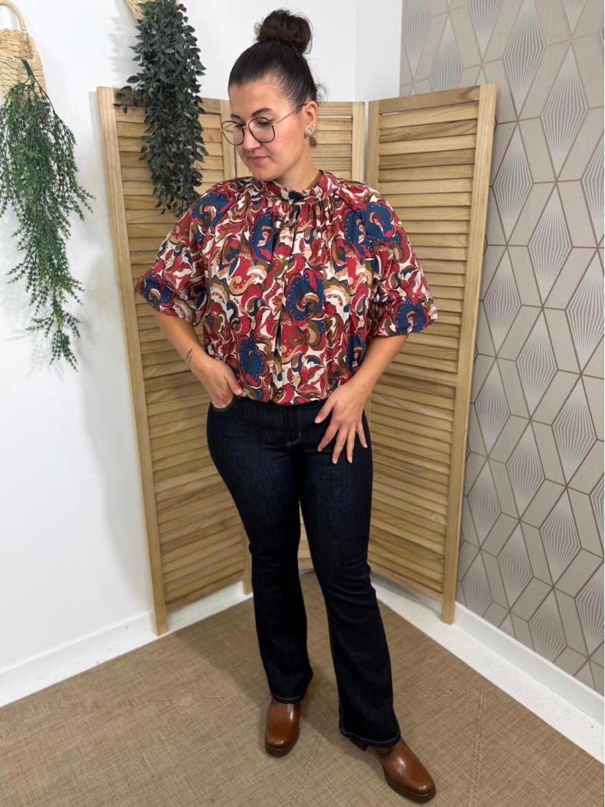 Haut Blousant Latino Imprimé Manches 3/4 Femme | Marina & Paloma