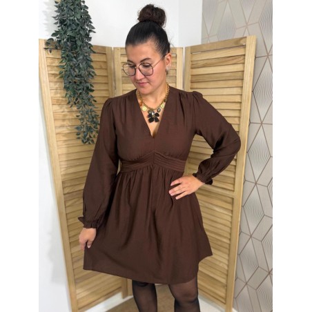 Robe Maelle Manche Longue Café Évasée | Marina & Paloma
