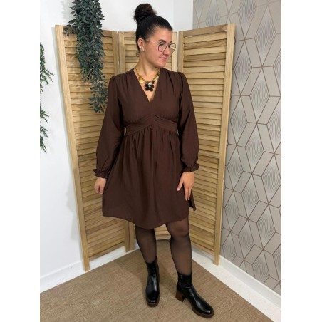 Robe Maelle Manche Longue Café Évasée | Marina & Paloma