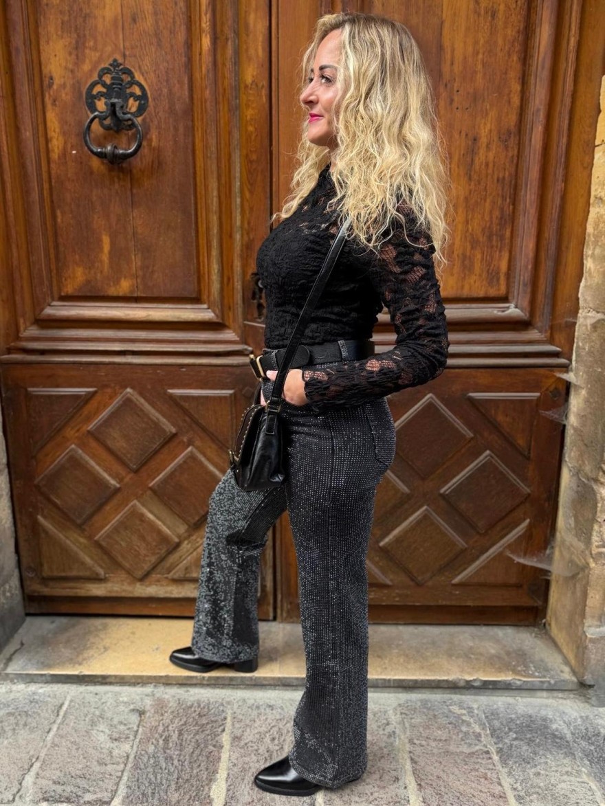 Jean Wide Leg Full Strass Sarah John | Marina & Paloma