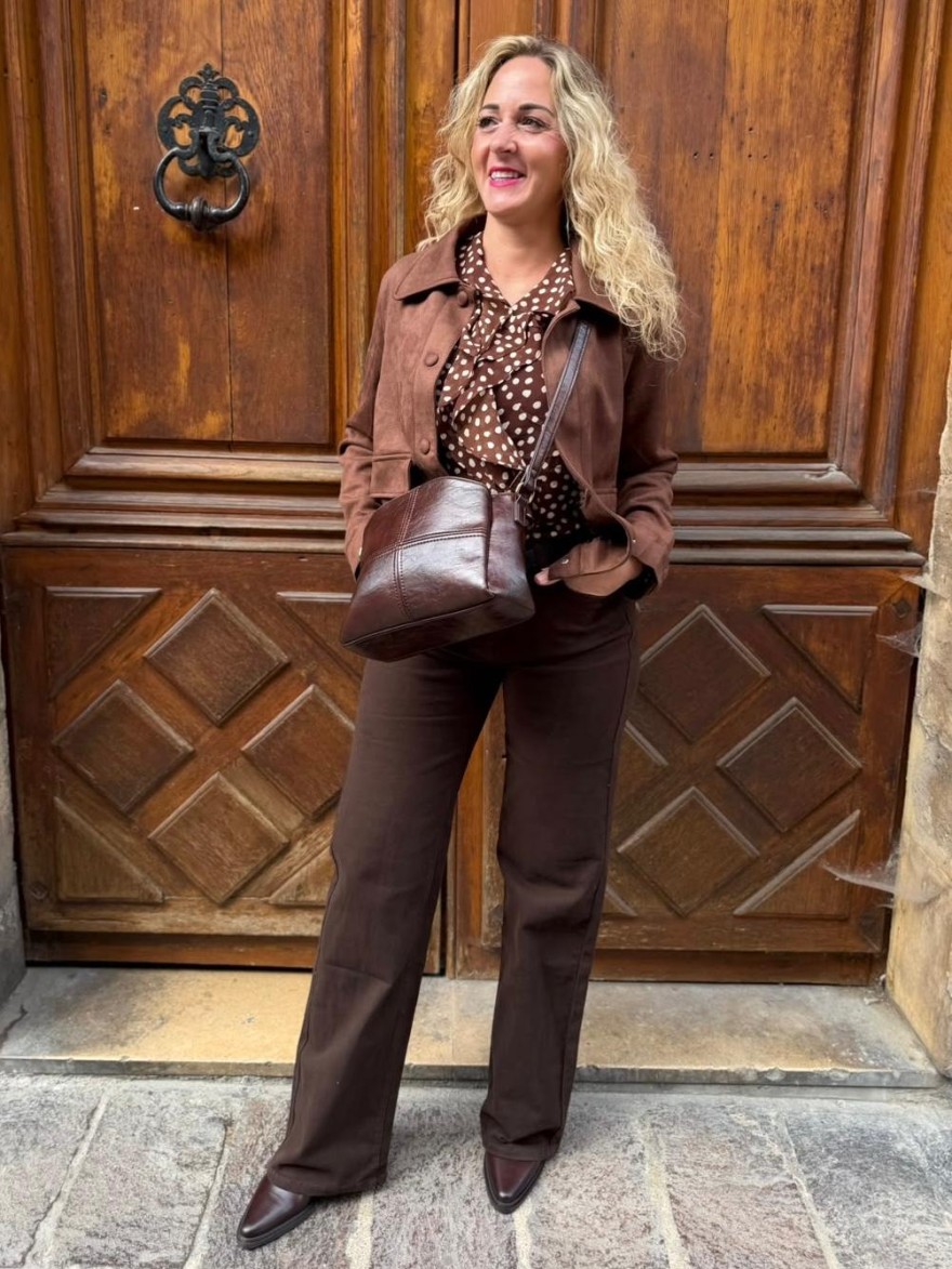 Jean Flare Taille Haute Marron Nina Carter | Marina & Paloma