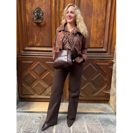 Jean Flare Taille Haute Marron Nina Carter | Marina & Paloma