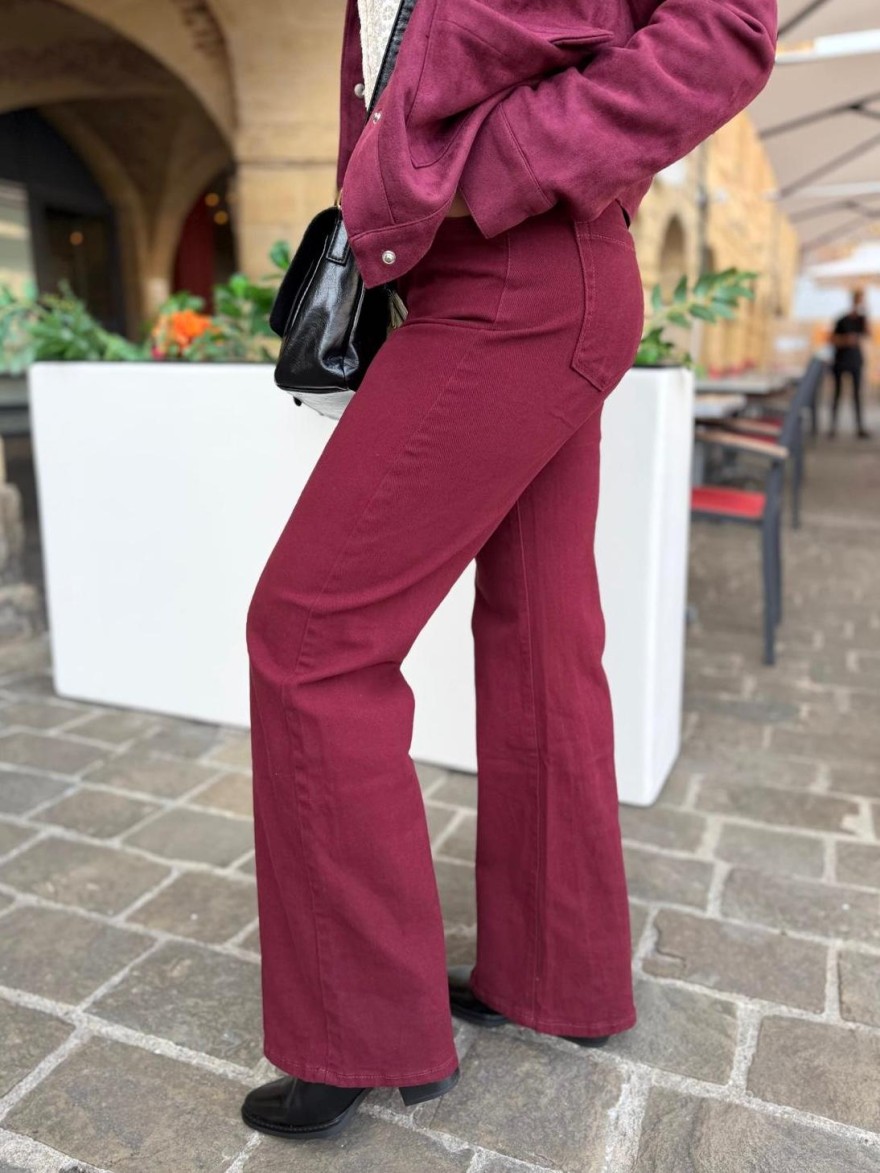 Jean Flare Confortable Bordeaux Nina Carter | Marina & Paloma