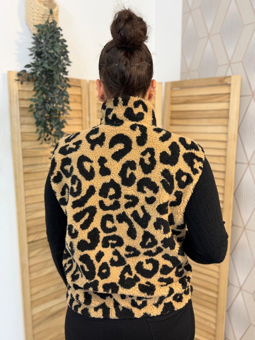 Gilet Sans Manche Moumoute Léopard Emma et Ella | Marina & Paloma