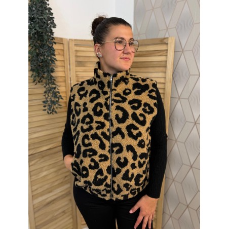 Gilet Sans Manche Moumoute Léopard Emma et Ella | Marina & Paloma