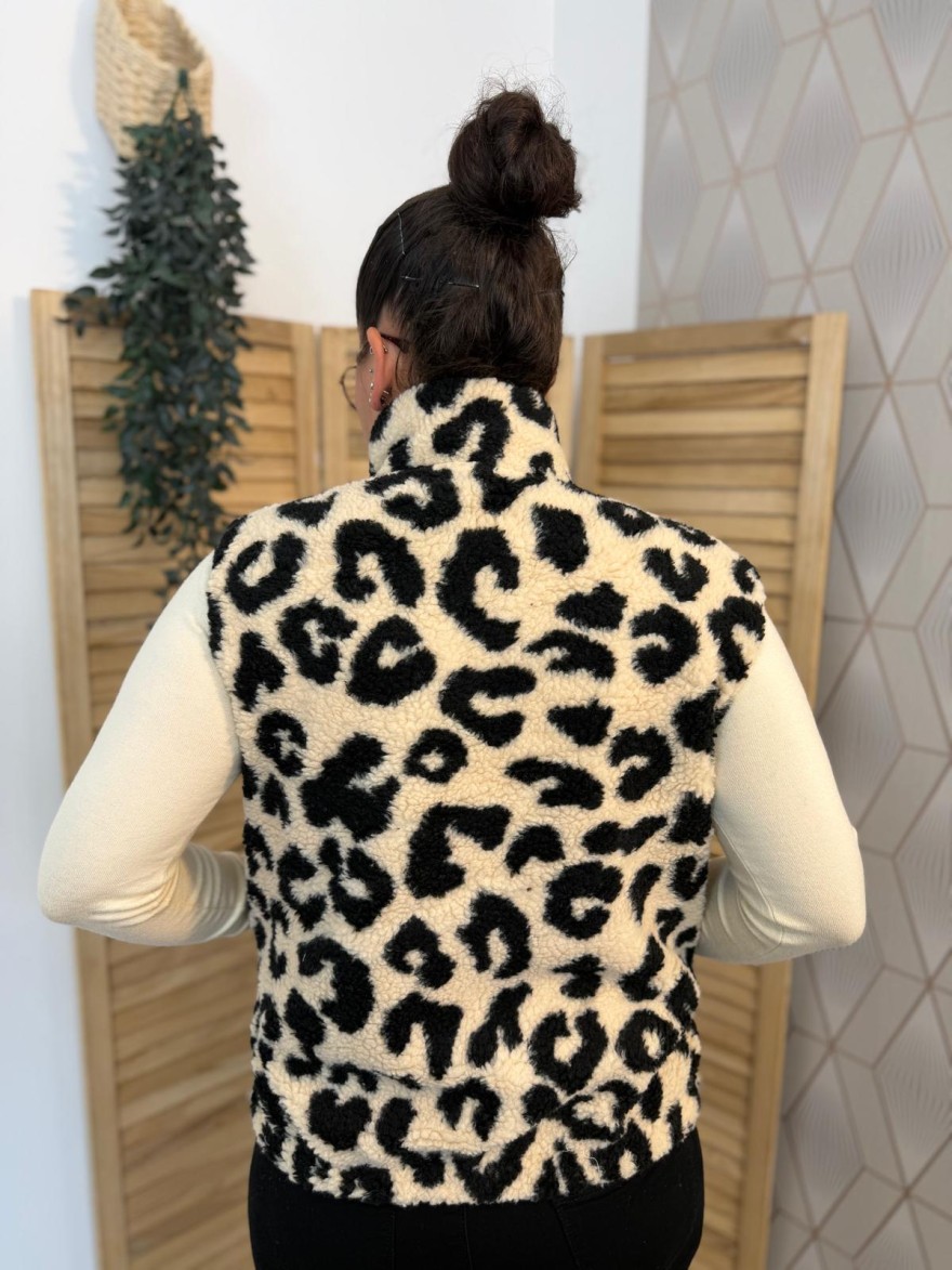 Gilet Sans Manche Moumoute Léopard Emma et Ella | Marina & Paloma