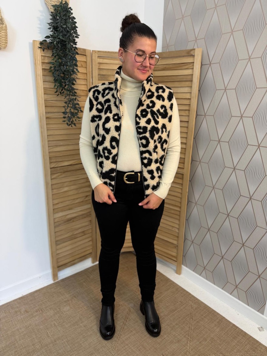 Gilet Sans Manche Moumoute Léopard Emma et Ella | Marina & Paloma