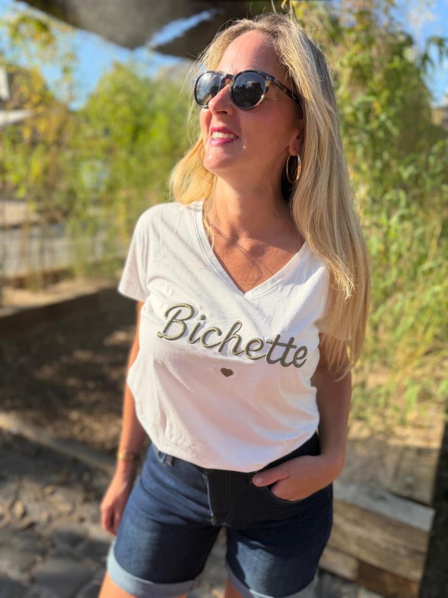 Tee Shirt Col V Bichette Emma et Ella | Marina & Paloma