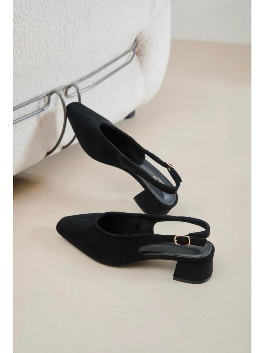 Escarpin Erynn Effet Suédine à Bride Arrière Talon 4 cm | Marina & Paloma