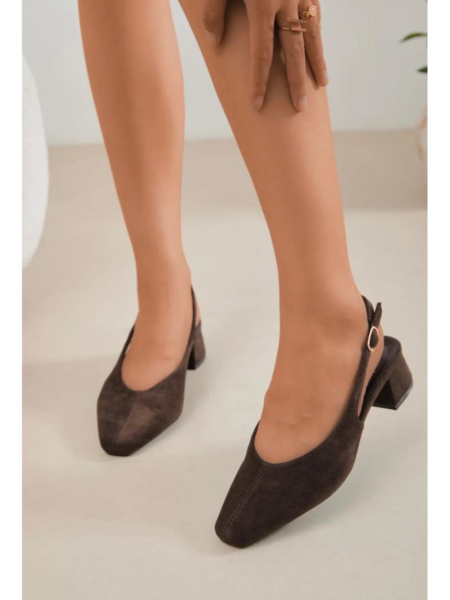 Escarpin Erynn Effet Suédine à Bride Arrière Talon 4 cm | Marina & Paloma