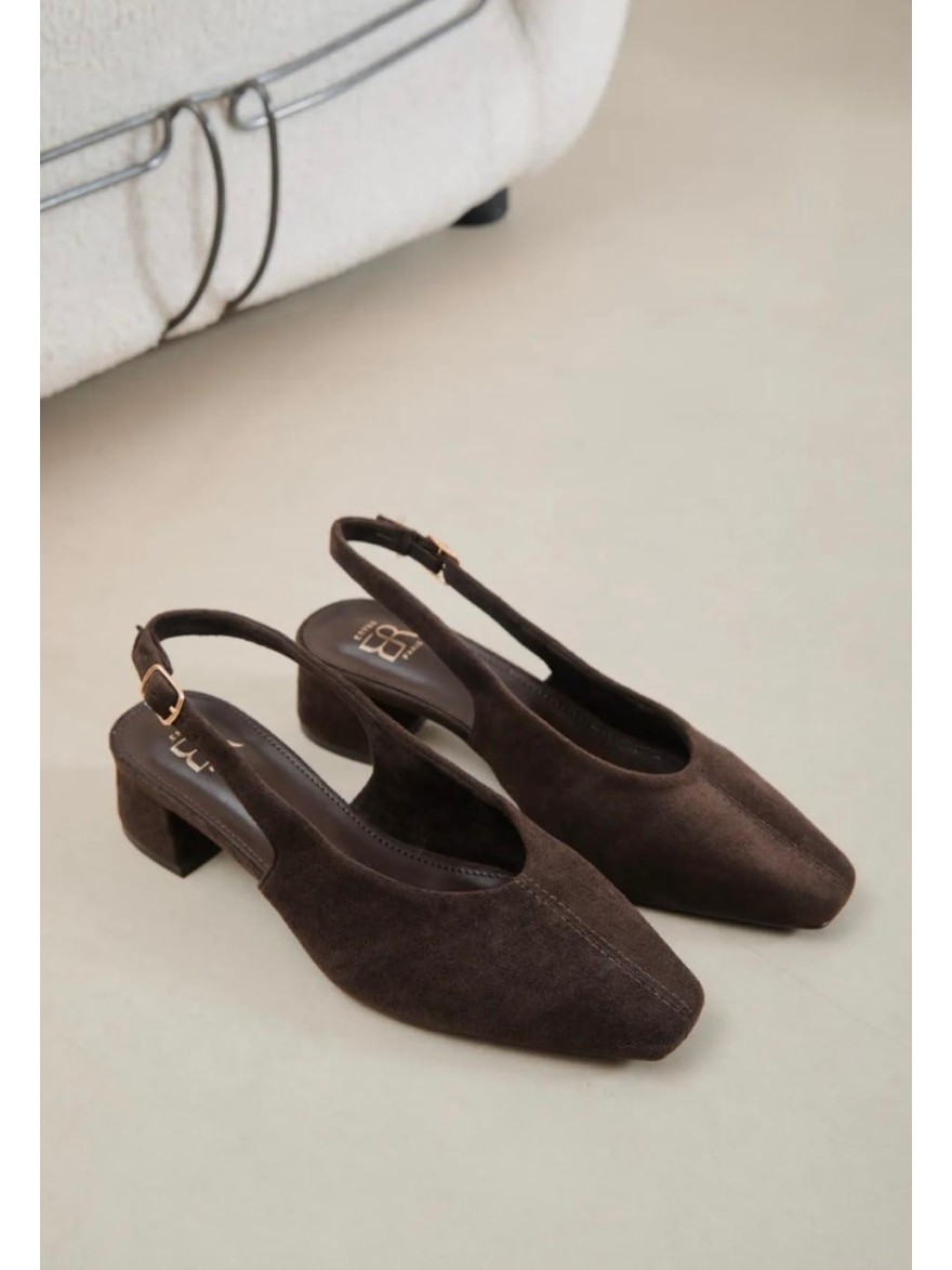 Escarpin Erynn Effet Suédine à Bride Arrière Talon 4 cm | Marina & Paloma