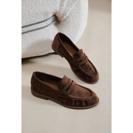 Mocassin Plat Erynn Effet Suédine Talon 2 cm | Marina & Paloma