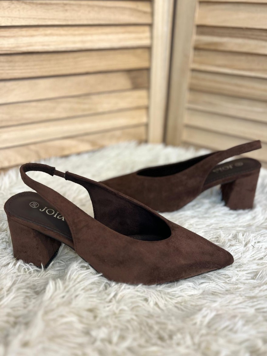 Escarpin Effet Suédine Bride Arrière Talon 7 cm | Marina & Paloma