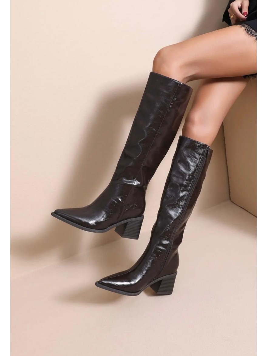 Botte Pointue Brillante Joia Shoes Talon 6 cm | Marina & Paloma