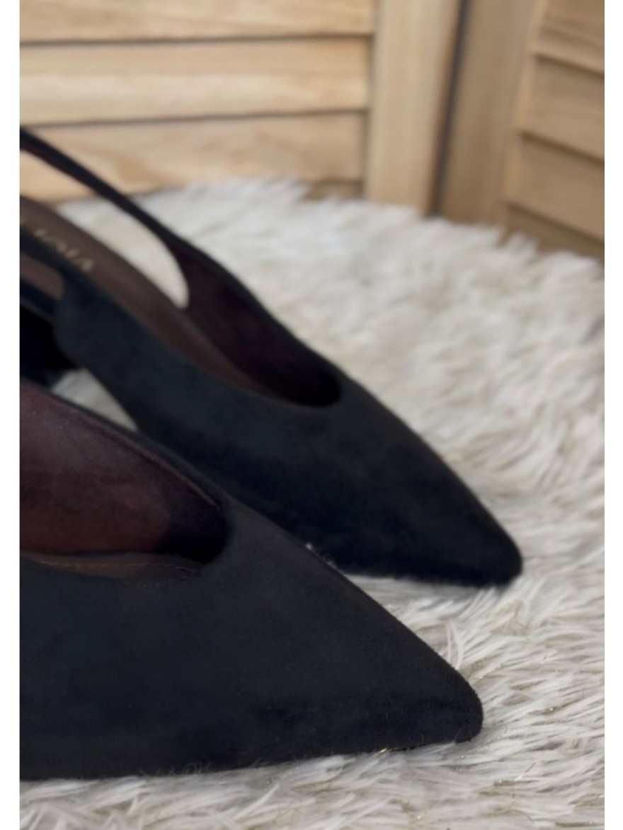 Escarpin Effet Suédine Bride Arrière Talon 7 cm | Marina & Paloma
