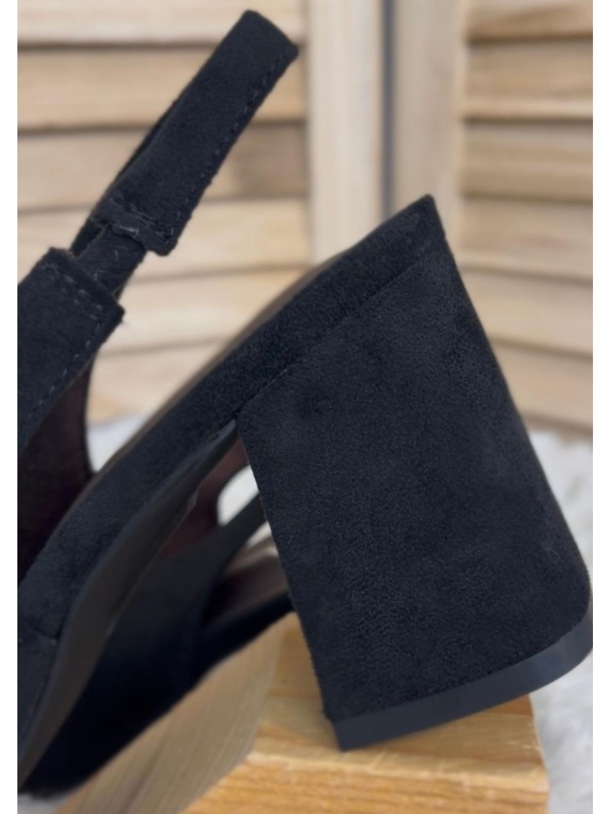 Escarpin Effet Suédine Bride Arrière Talon 7 cm | Marina & Paloma