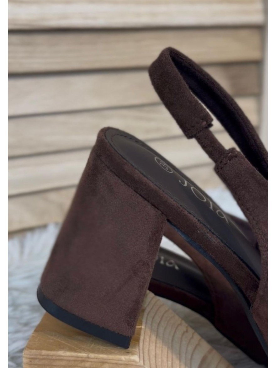 Escarpin Effet Suédine Bride Arrière Talon 7 cm | Marina & Paloma