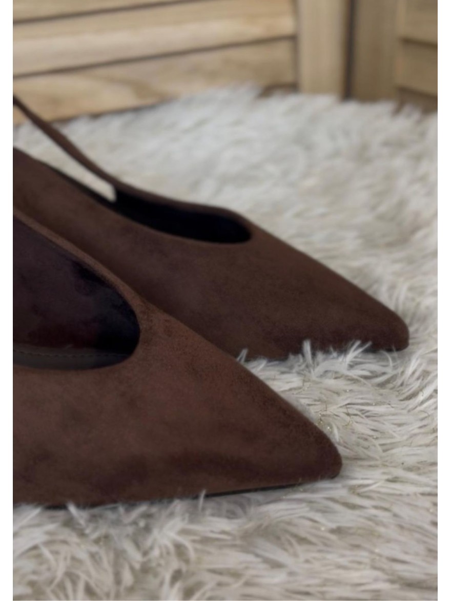 Escarpin Effet Suédine Bride Arrière Talon 7 cm | Marina & Paloma