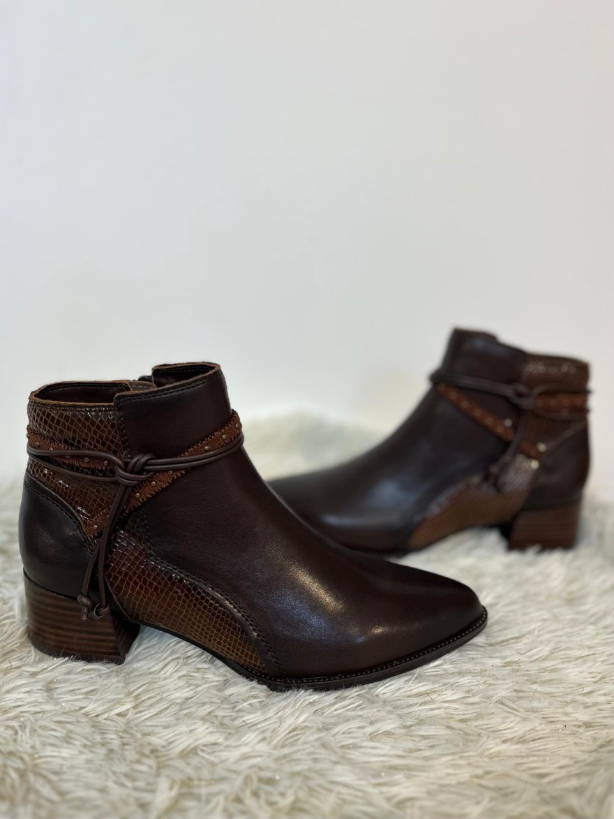 Bottine Fugitive Banks Noire Effet Python Talon 4 cm | Marina & Paloma